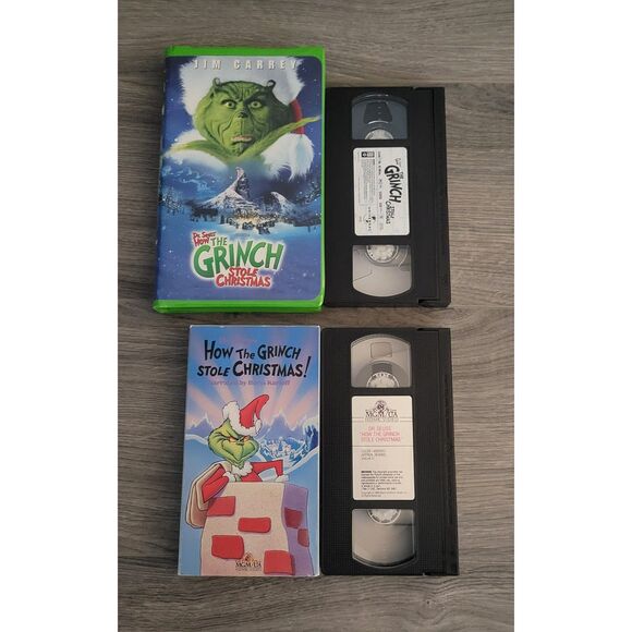 Dr Seuss Set of 2 Christmas VHS How The Grinch Stole Christmas Anim. Live Action - Picture 11 of 12